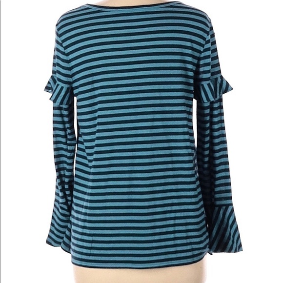LOFT long sleeve blouse blue ruffle size M - Picture 2 of 3